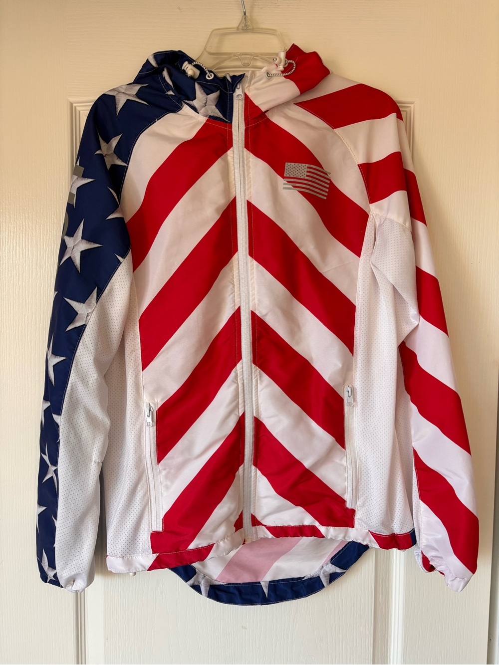 Carbon American Flag Windbreaker Unisex small Red White Blue Stars Stripes USA